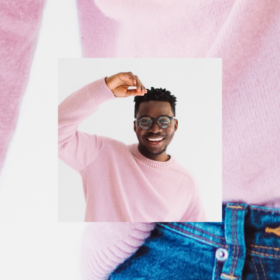 Man in pink sweater